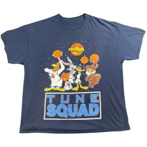 Space Jam Tune Squad Graphic T-Shirt Navy Blue Looney Tunes Mens XXL Y2K